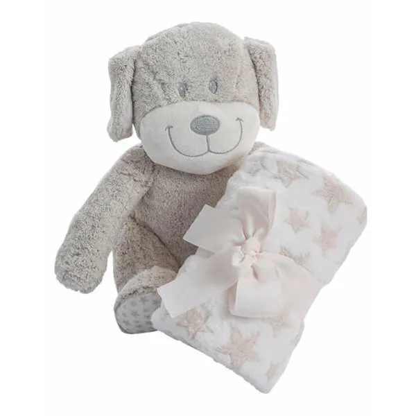 Gift Set for Babies Coralina Polyester Fluffy toy Blanket Dog 100 x 75 cm