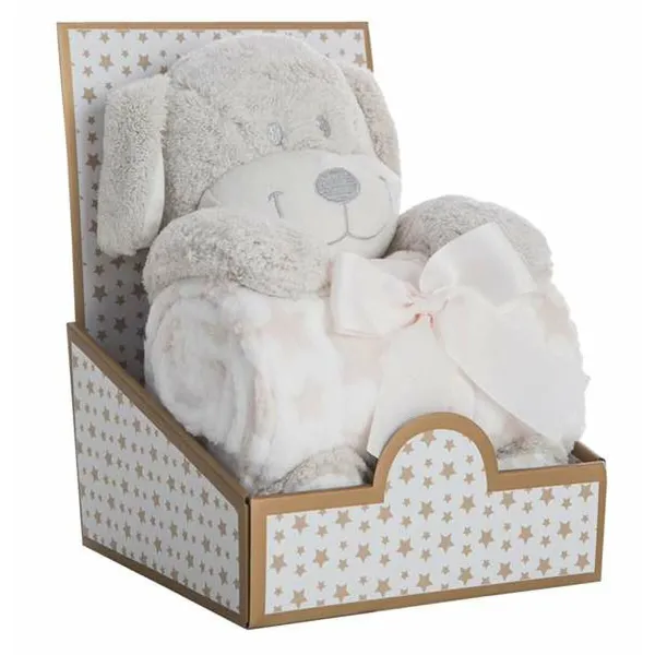 Gift Set for Babies Coralina Polyester Fluffy toy Blanket Dog 100 x 75 cm