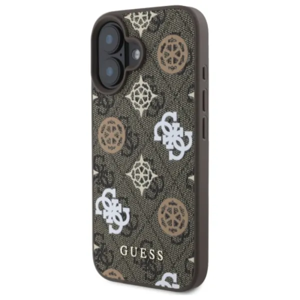 Guess Peony On 4G Background MagSafe - Case for iPhone 16 (brown)