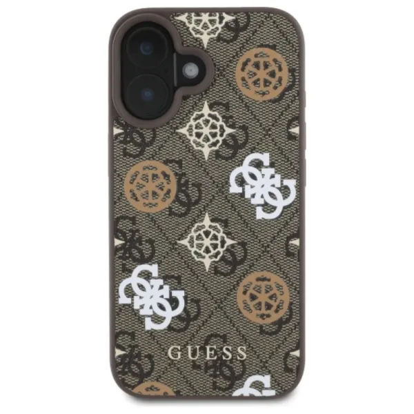 Guess Peony On 4G Background MagSafe - Case for iPhone 16 (brown)