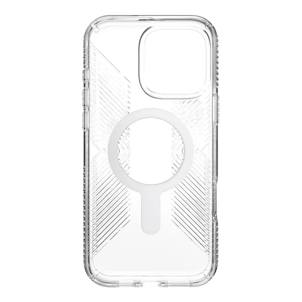 Speck Presidio Perfect-Clear Grip ClickLock & MagSafe - iPhone 16 Pro Max Case (Clear / Chrome Finish / Serene Silver)