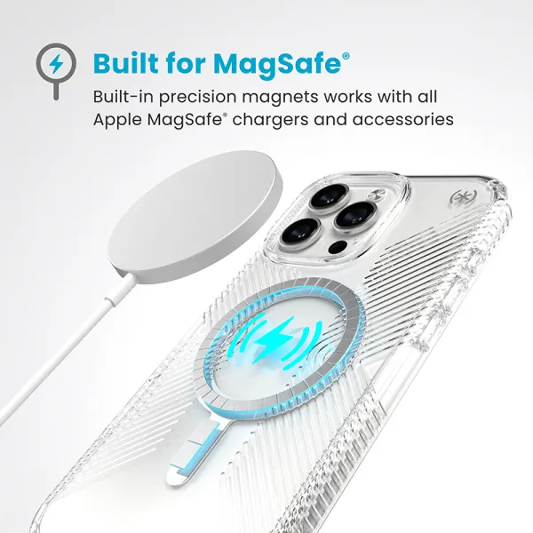 Speck Presidio Perfect-Clear Grip MagSafe - iPhone 16 Pro Max Case (Clear / Chrome Finish / Serene Silver)