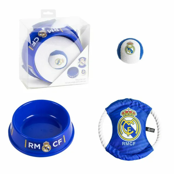 Sveikinimo dovanų rinkinys šunims Real Madrid C.F. Mėlyna 21,0 x 21,0 x 8,8 cm 3 Dalys