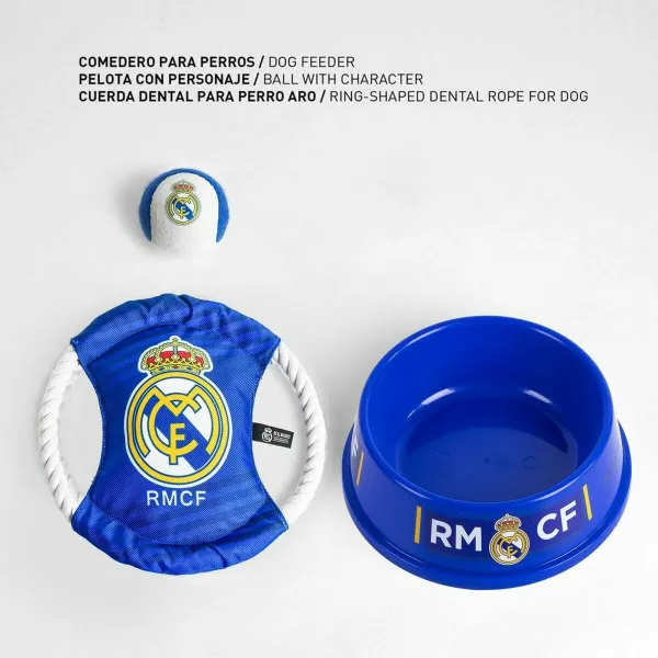 Подарочный набор для приветствия собак Real Madrid C.F. Синий 21,0 x 21,0 x 8,8 cm 3 Предметы