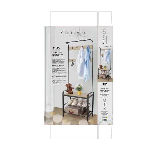 Hat stand Vinthera Moa Steel Black 72 x 34 x 183 cm