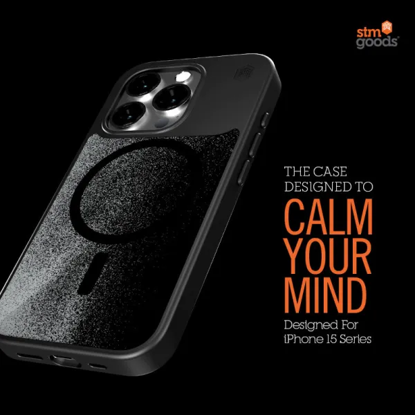 STM Relax Sand MagSafe - Case for iPhone 15 Pro (Black / Grey)