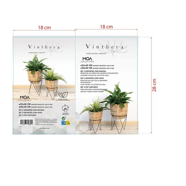 Vazonas su stovu Vinthera Moa Rusvai gelsva Metalinis Vandens hiacintas 20 x 30 cm 25 x 40 cm 2 Dalys