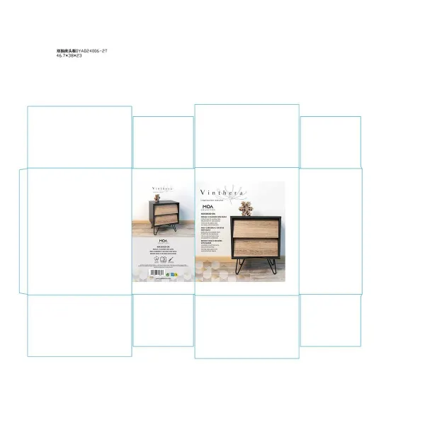 Nightstand Vinthera Moa Brown Grey 40 x 49,5 x 30 cm