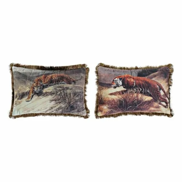 Tyyny DKD Home Decor Alumiini Siirtomaatyylinen Viidakko (2 osaa) (2 Kappaletta)