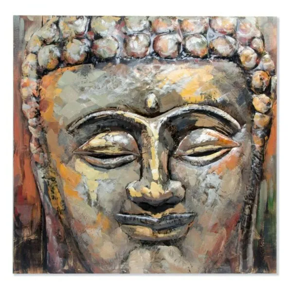 Glezna DKD Home Decor Buda Koks Metāls Austrumniecisks Buda (80 x 80 x 7 cm)