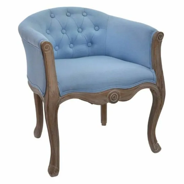 Taburetė DKD Home Decor Mėlyna Poliesteris Medžio Kaučiukmedžio mediena 58 x 56 x 69 cm