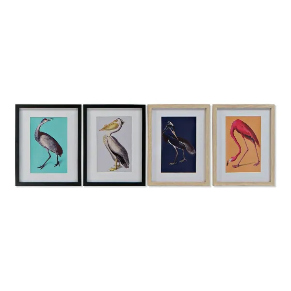 Paveikslas DKD Home Decor polistirenas 35 x 2 x 45 cm Paukščiai (4 Dalys)