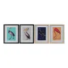 Paveikslas DKD Home Decor polistirenas 35 x 2 x 45 cm Paukščiai (4 Dalys)