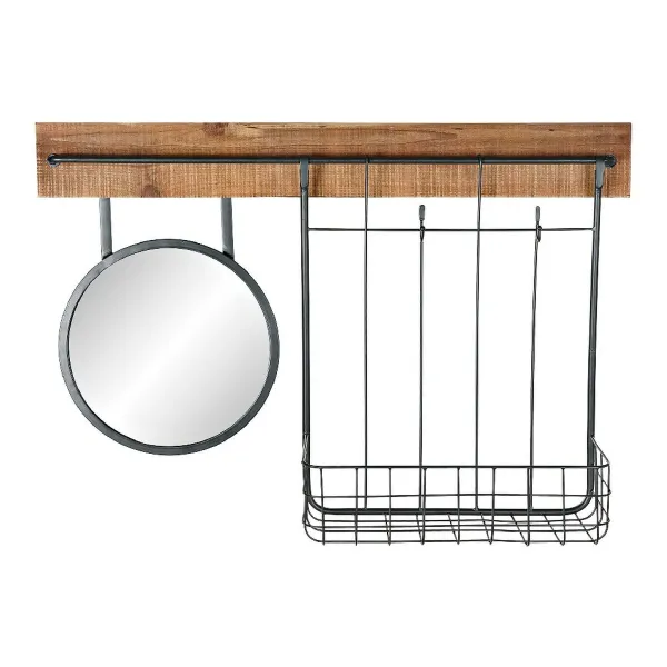 Seinäpeili DKD Home Decor Musta Metalli Kuusi Peili (80 x 15 x 20 cm)