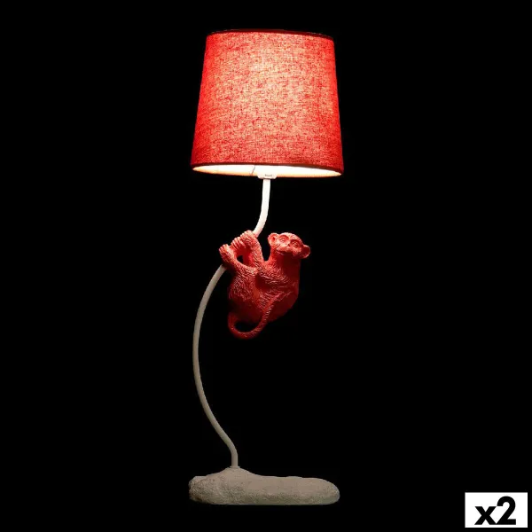 Galda lampa DKD Home Decor Poliesters Sveķi 25W 220 V Mērkaķis (2 pcs) (19 x 17 x 53 cm)