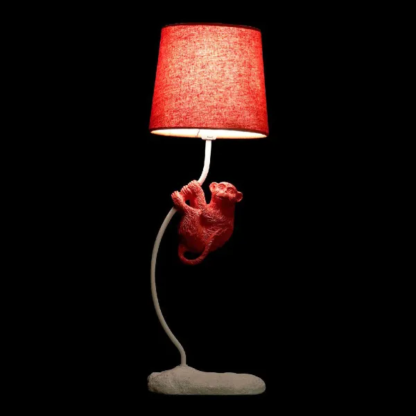 Galda lampa DKD Home Decor Poliesters Sveķi 25W 220 V Mērkaķis (2 pcs) (19 x 17 x 53 cm)