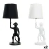 Galda lampa DKD Home Decor Balts Melns Poliesters Metāls Sveķi 25W 220 V Mērkaķis (2 pcs) (20 x 20 x 45 cm)