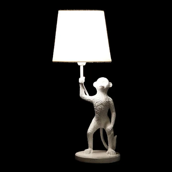 Pöytälamppu DKD Home Decor Valkoinen Musta Polyesteri Metalli Hartsi 25W 220 V Apina (2 pcs) (20 x 20 x 45 cm)