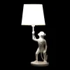 Stalinė lempa DKD Home Decor Balta Juoda Poliesteris Metalinis Derva 25W 220 V Beždžionė (2 pcs) (20 x 20 x 45 cm)