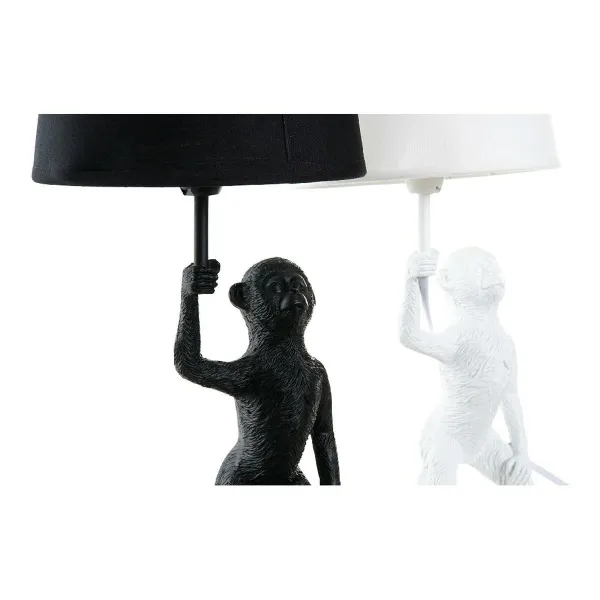 Stalinė lempa DKD Home Decor Balta Juoda Poliesteris Metalinis Derva 25W 220 V Beždžionė (2 pcs) (20 x 20 x 45 cm)