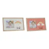 Foto rāmis DKD Home Decor Varavīksni Rozā Balts Bērnu Koks MDF (25 x 1 x 16 cm) (2 gb.)