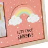 Kuvakehys DKD Home Decor Sateenkaari Pinkki Valkoinen Lasten Puu MDF (25 x 1 x 16 cm) (2 osaa)