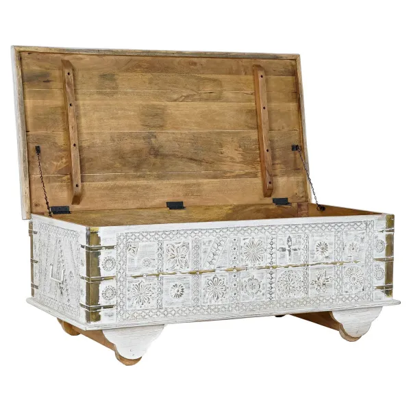Mazs galdiņš DKD Home Decor MB-182010 Balts Bronza Metāls Mango koks 115 x 60 x 45 cm