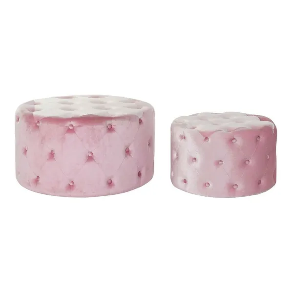 Atrama pėdoms DKD Home Decor Rožinė Velvet Medžio MDF Glam (2 pcs)