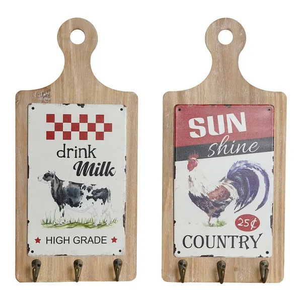 Вешалка на ножке DKD Home Decor Красный Деревянный Металл (2 pcs) (21 x 5 x 45 cm)