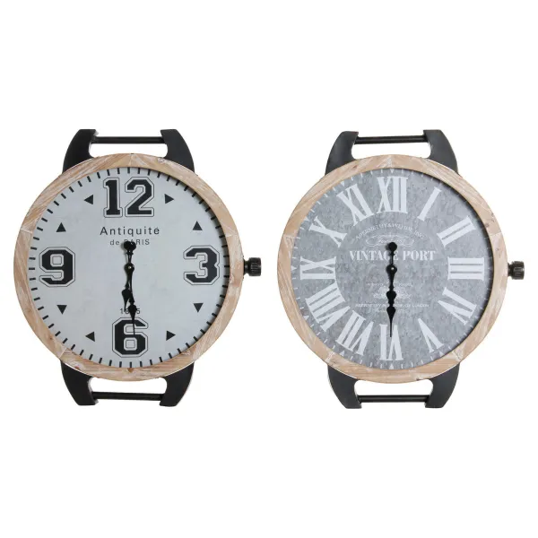 Настольные часы DKD Home Decor RE-180394 Melns Pelēks Dabisks Vintage Plaukstas locītava (2 gb.)
