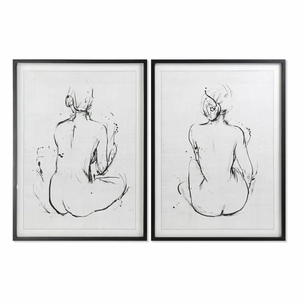 Paveikslas DKD Home Decor 70 x 2,5 x 90 cm Moteris Šiuolaikiškas (2 vnt.)
