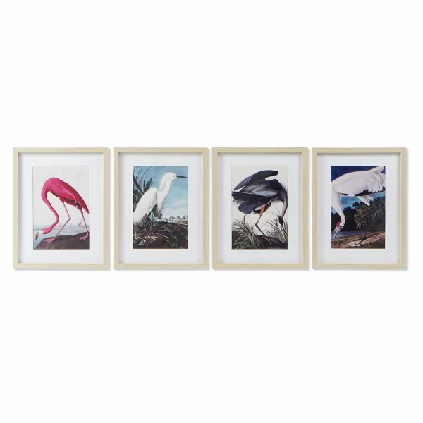 Картина DKD Home Decor Птица Восточный (35 x 2 x 45 cm) (4 штук)