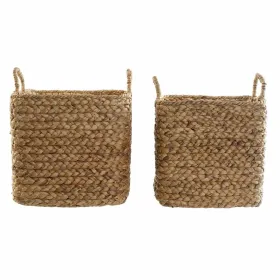 Набор корзин DKD Home Decor Коричневый Натуральный тростник (2 Предметы)