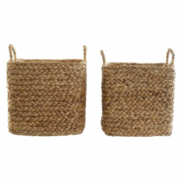 Набор корзин DKD Home Decor Коричневый Натуральный тростник (2 Предметы)