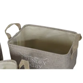 Monikäyttöinen kori DKD Home Decor Beige Harmaa Vaaleanruskea 40 x 30 x 24 cm Puu 3 Kappaletta (3 osaa)