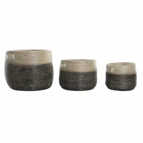 Korisetti DKD Home Decor Harmaa Luonnollinen Meriruoho (3 Kappaletta)
