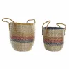 Krepšelio rinkinys DKD Home Decor Oranžinė Žalia Jūros dumbliai (35 x 22 x 46 cm) (2 pcs)
