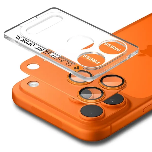 Spigen Optik Pro XL Glas.TR EZ Fit - iPhone 17 Pro Lens Protector (Orange)