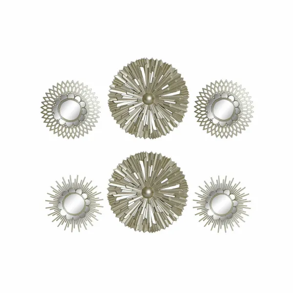 Mirror Set DKD Home Decor Wall polypropylene Golden Mirror (2 pcs) (35 x 3.5 x 35 cm)