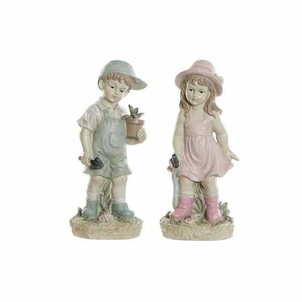 Dekoratīvās figūriņas DKD Home Decor Zils Rozā Sveķi Bērns (18 x 15 x 41 cm) (2 pcs)