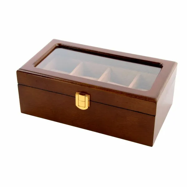 Шкатулка DKD Home Decor Часы Коричневый Деревянный Стеклянный Деревянный MDF 22 x 12 x 8 cm