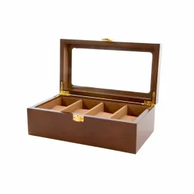 Шкатулка DKD Home Decor Часы Коричневый Деревянный Стеклянный Деревянный MDF 22 x 12 x 8 cm
