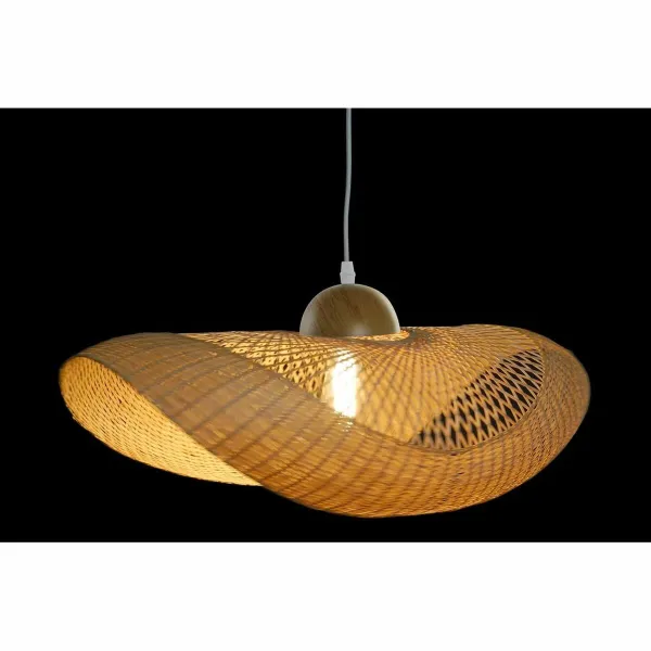 Pakabinamas apšvietimas DKD Home Decor Ruda Bambukas 40 W Šiaudinė kepurė su plačiais bryliais 220 V 70 x 34 x 20 cm