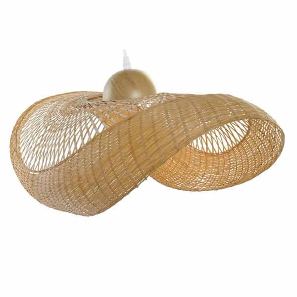 Pakabinamas apšvietimas DKD Home Decor Ruda Bambukas 40 W Šiaudinė kepurė su plačiais bryliais 220 V 70 x 34 x 20 cm