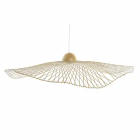 Pakabinamas apšvietimas DKD Home Decor Bambukas Šiaudinė kepurė su plačiais bryliais (88 x 88 x 17 cm)