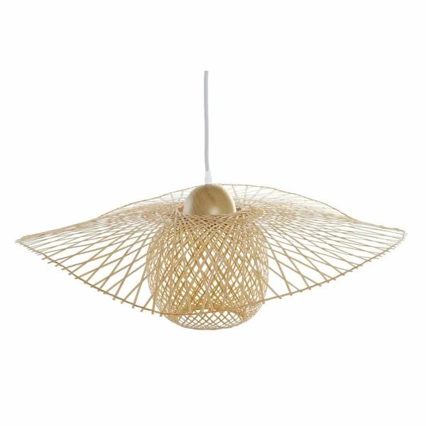 Kattolamppu DKD Home Decor Monivärinen Luonnollinen Puu Bambu Aurinkohattu 55 x 55 x 19 cm
