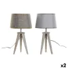 Stalinė lempa DKD Home Decor Paklodė Pilka Ruda Linas 250 V 60 W Pušynas (30 x 30 x 57.5 cm) (2 pcs)