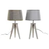 Stalinė lempa DKD Home Decor Paklodė Pilka Ruda Linas 250 V 60 W Pušynas (30 x 30 x 57.5 cm) (2 pcs)