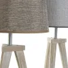 Настольная лампа DKD Home Decor Лист Серый Коричневый лён 250 V 60 W Сосна (30 x 30 x 57.5 cm) (2 pcs)