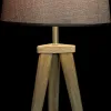 Pöytälamppu DKD Home Decor Levy Harmaa Ruskea Pellava 250 V 60 W Mäntypuu (30 x 30 x 57.5 cm) (2 pcs)